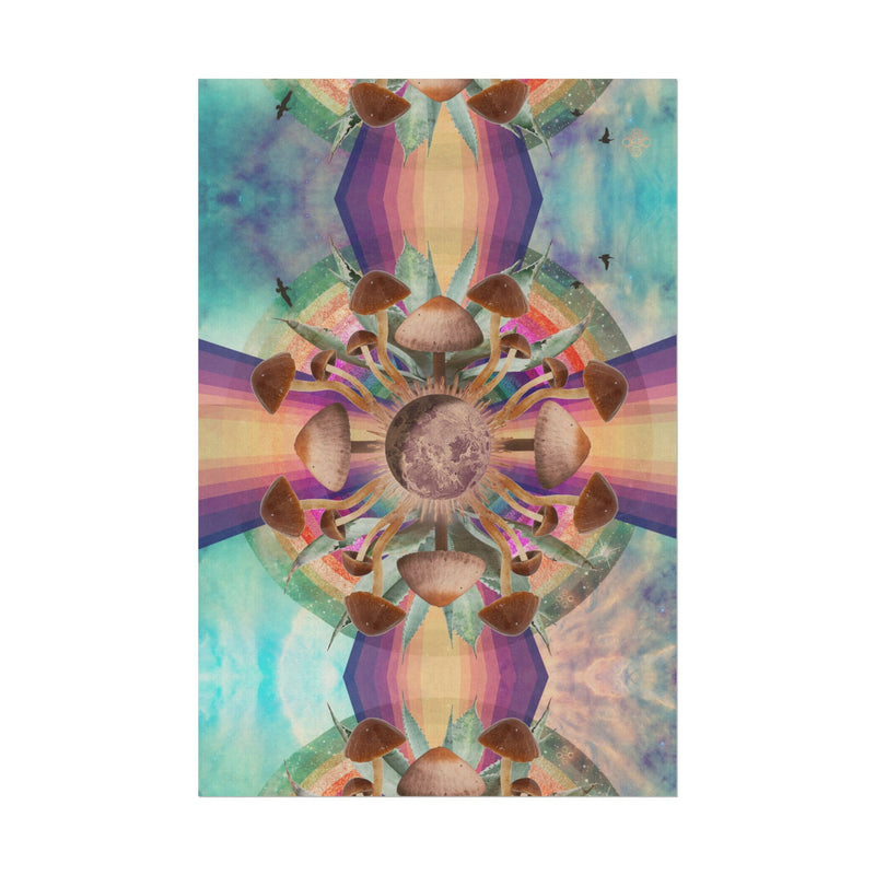 Mushroom Mandala -Textured Watercolor Wall Art