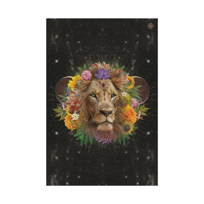 Lion Strength Dark-Textured Watercolor Wall Art
