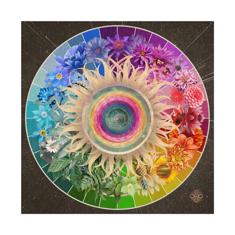 Cosmic Color Flower Wheel (square print)