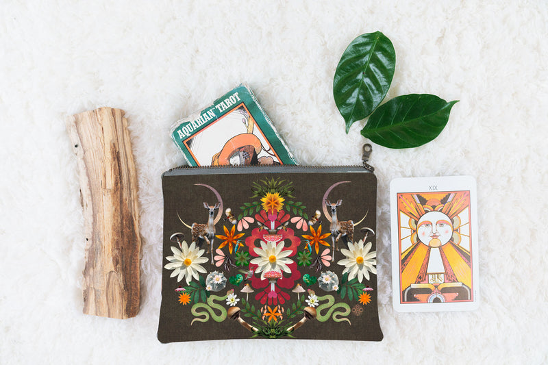 Mexican Otomi Inspired Dark |  Small Bespoke Medicine Bag